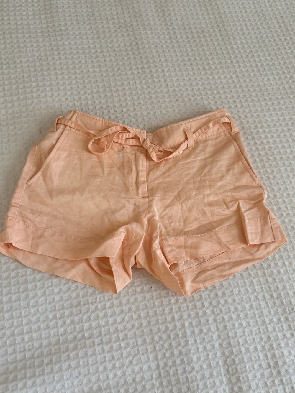J. Crew Peach Tie-Waist Cotton Blend Shorts